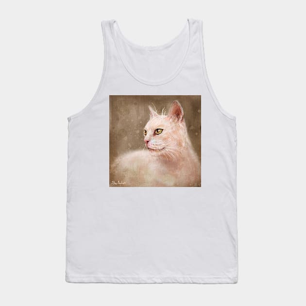 Painting of a White Cat in a Contemporary Style Tank Top by ibadishi